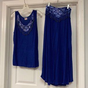 2pc sequence sleeveless top with skirt